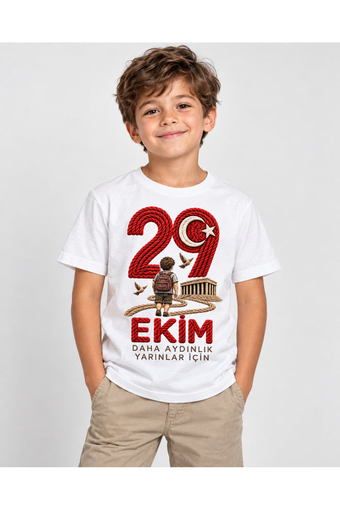 Cumhuriyet İlmekleri – 29 Ekim Cumhuriyet Bayramı DTG Baskılı Beyaz Tişört