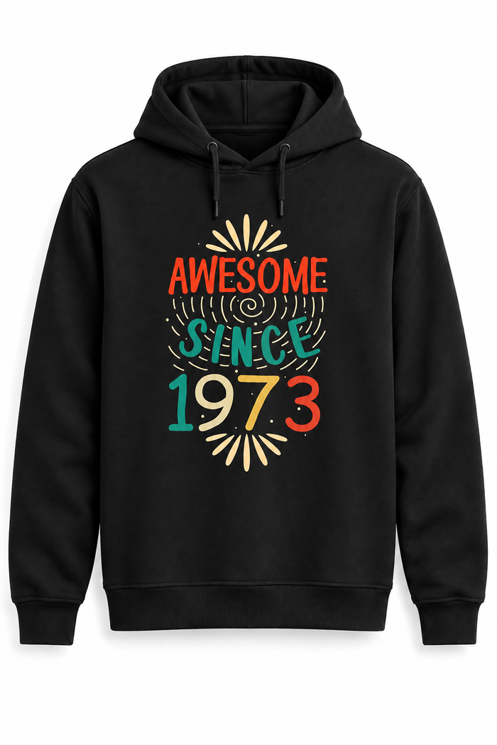 Awesome Since Kişiye Özel Yıl Baskılı Siyah Kapüşonlu Sweatshirt - Sweatshirt ana görsel