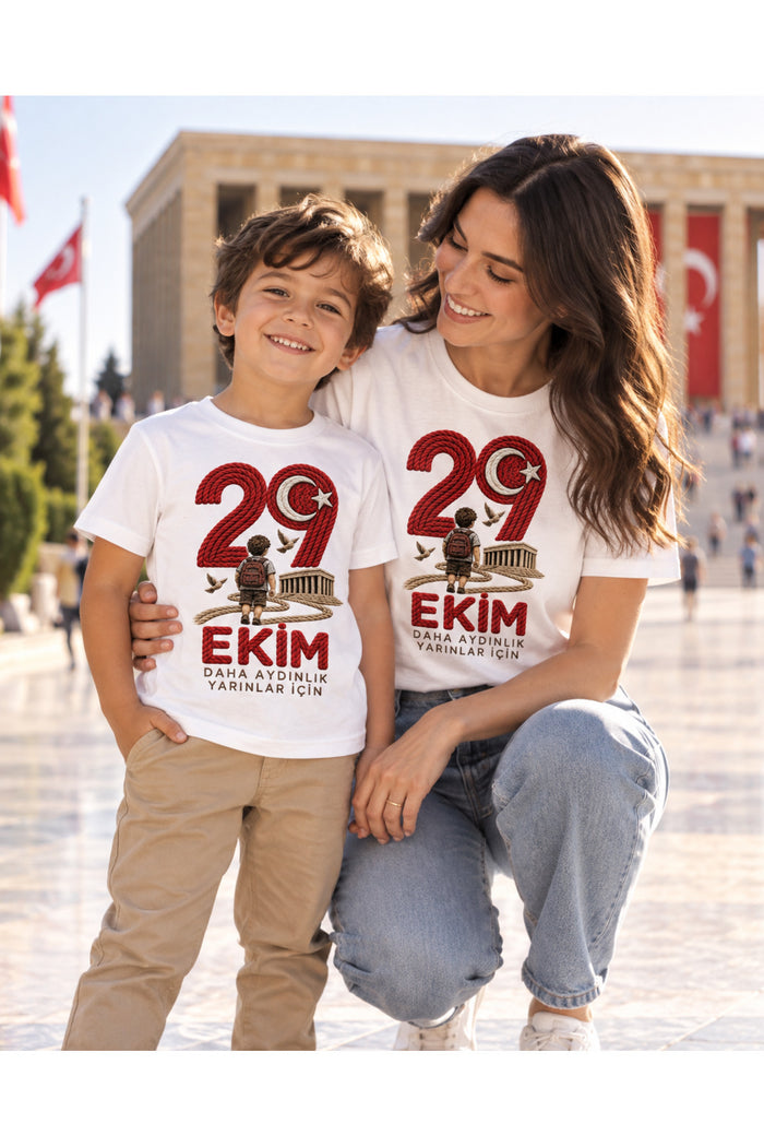 Cumhuriyet İlmekleri – 29 Ekim Cumhuriyet Bayramı DTG Baskılı Beyaz Tişört - Görsel 2
