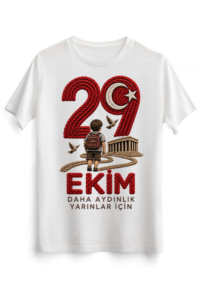 Cumhuriyet İlmekleri – 29 Ekim Cumhuriyet Bayramı DTG Baskılı Beyaz Tişört - Görsel 5