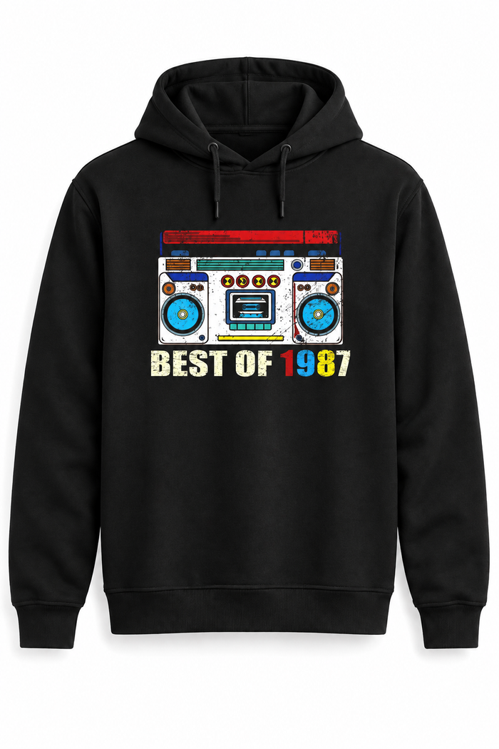 Best Of Radyo Kişiye Özel Yıl Baskılı Siyah Kapüşonlu Sweatshirt - Sweatshirt ana görsel